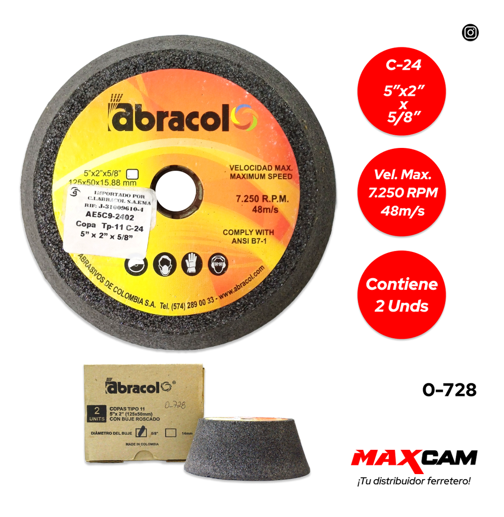 PIEDRA COPA C-24 5x2x5/8" ABRACOL 0-728