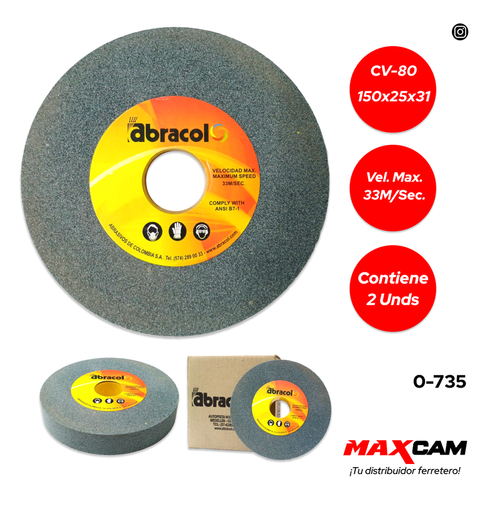 DISCO P/ESMERIL D/BANCO CV-80 150X25X31 ABRACOL 0-735