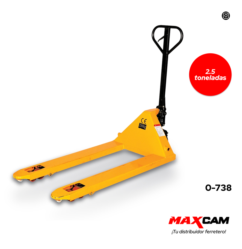 TRASPALETAS 2.5 TON RUEDA NYLON RUTEL 0-738