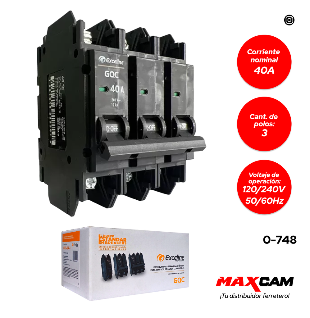 [0-748] BREAKER SUPERFICIAL GQC 3x40A EXCELINE 0-748