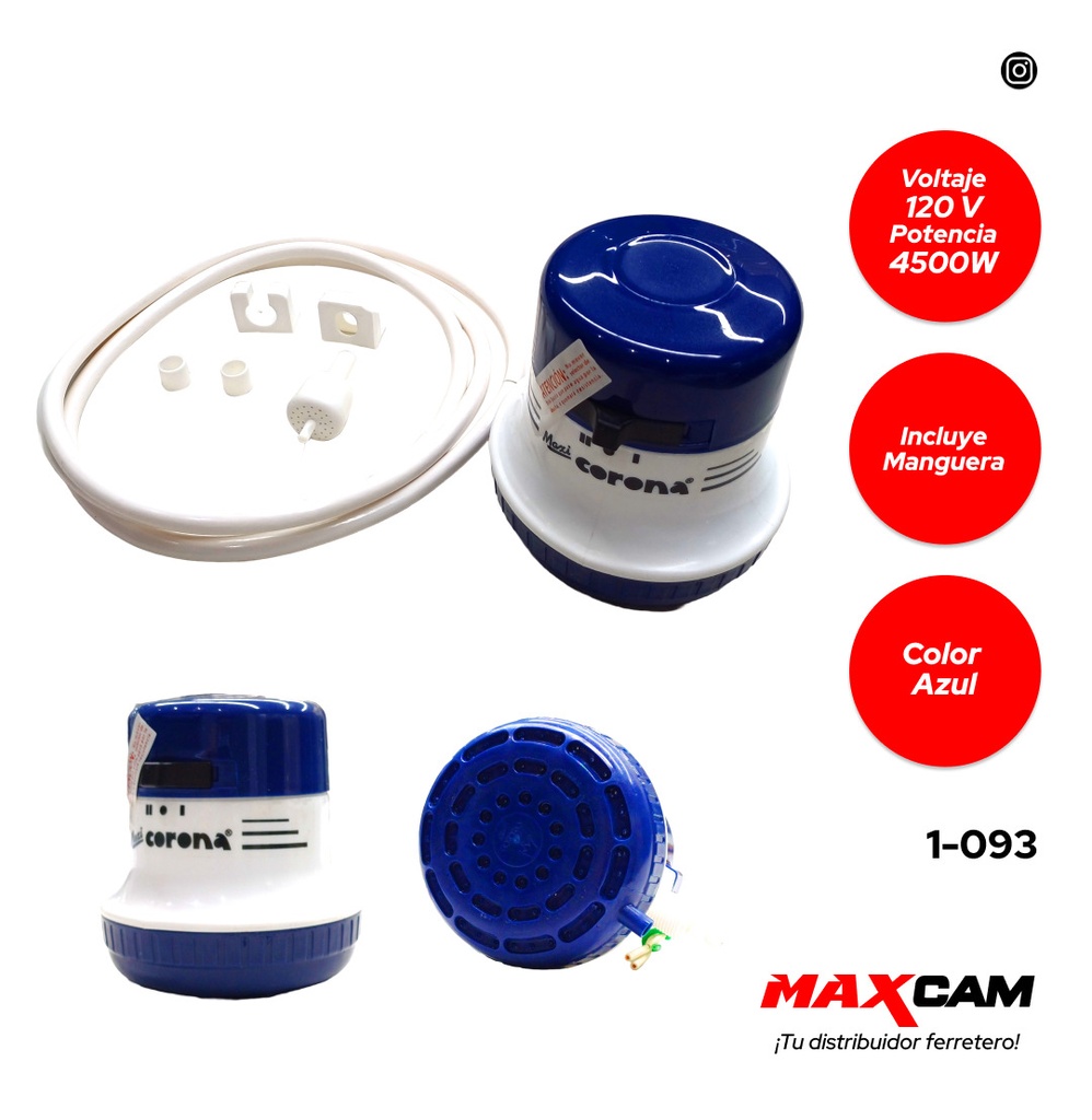 DUCHA CALENTADOR AZUL C/MANGUE MAXI CORONA 1-093
