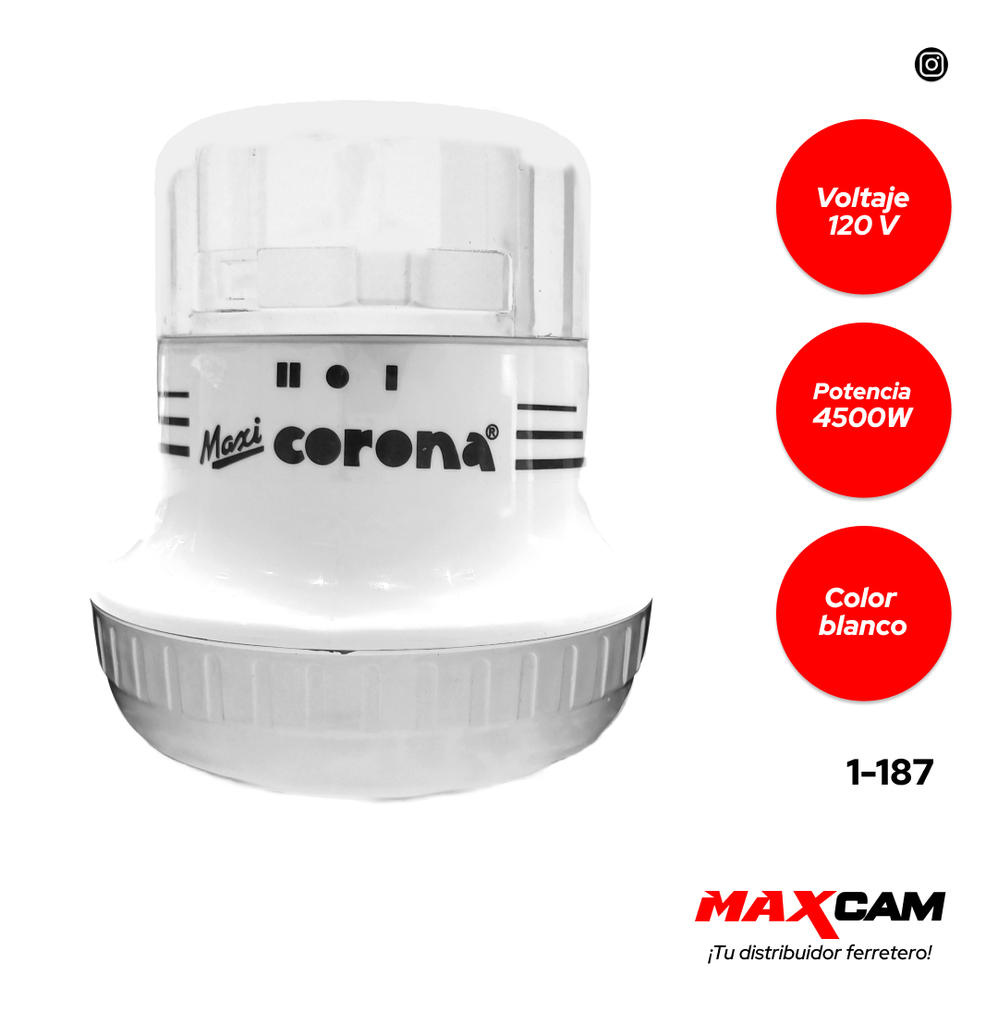 DUCHA CALENTADOR BLANCA S/MANGUE MAXI CORONA 1-187