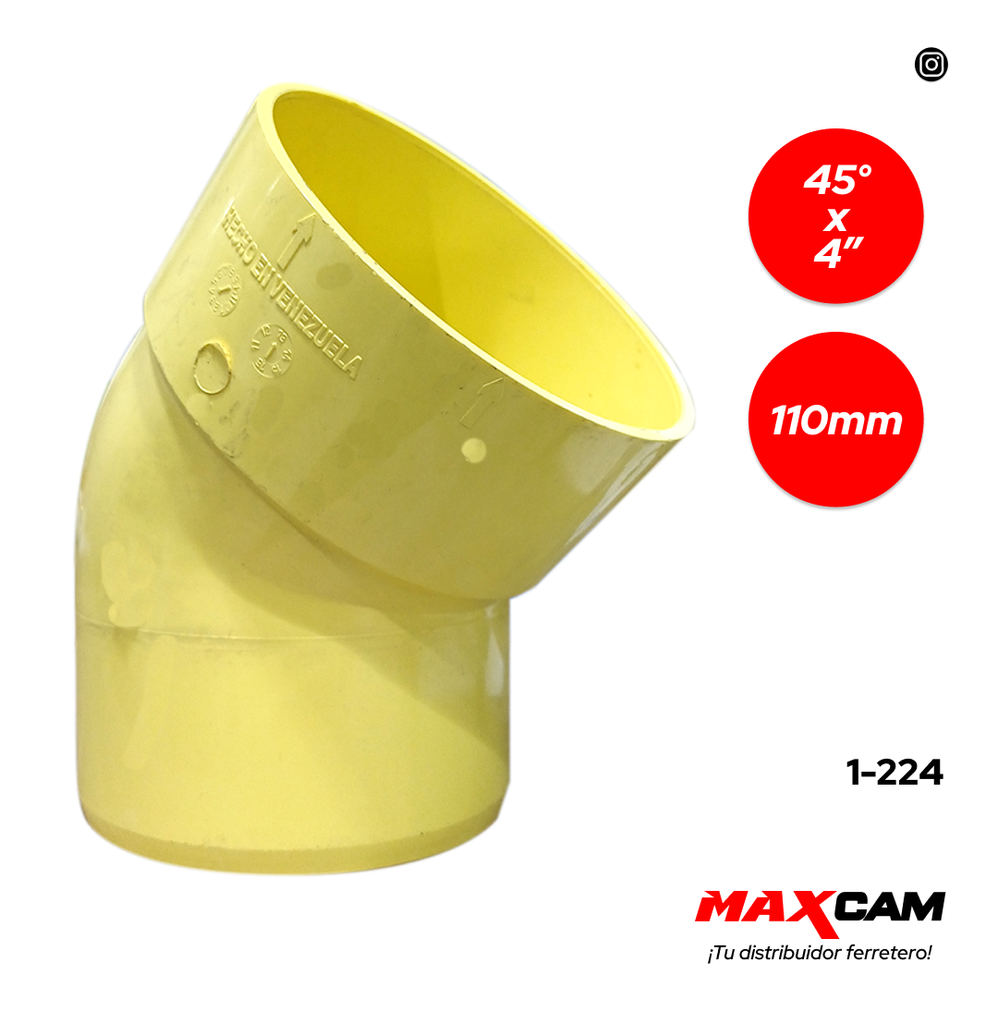 CODO AN 45° x 110MM FITCO 4" 1-224