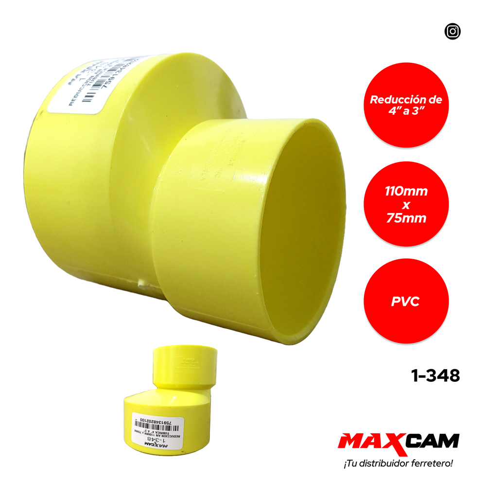 REDUCCION AN 110MM x 75MM TUBRICA 4" A 3" 1-348