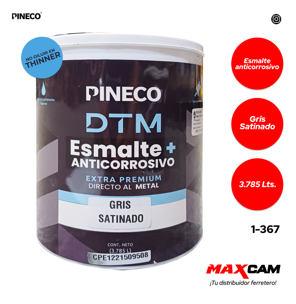 PINTURA ESMALTE ACRILICO GRIS SATIN x GAL PRESTIGE 1-367