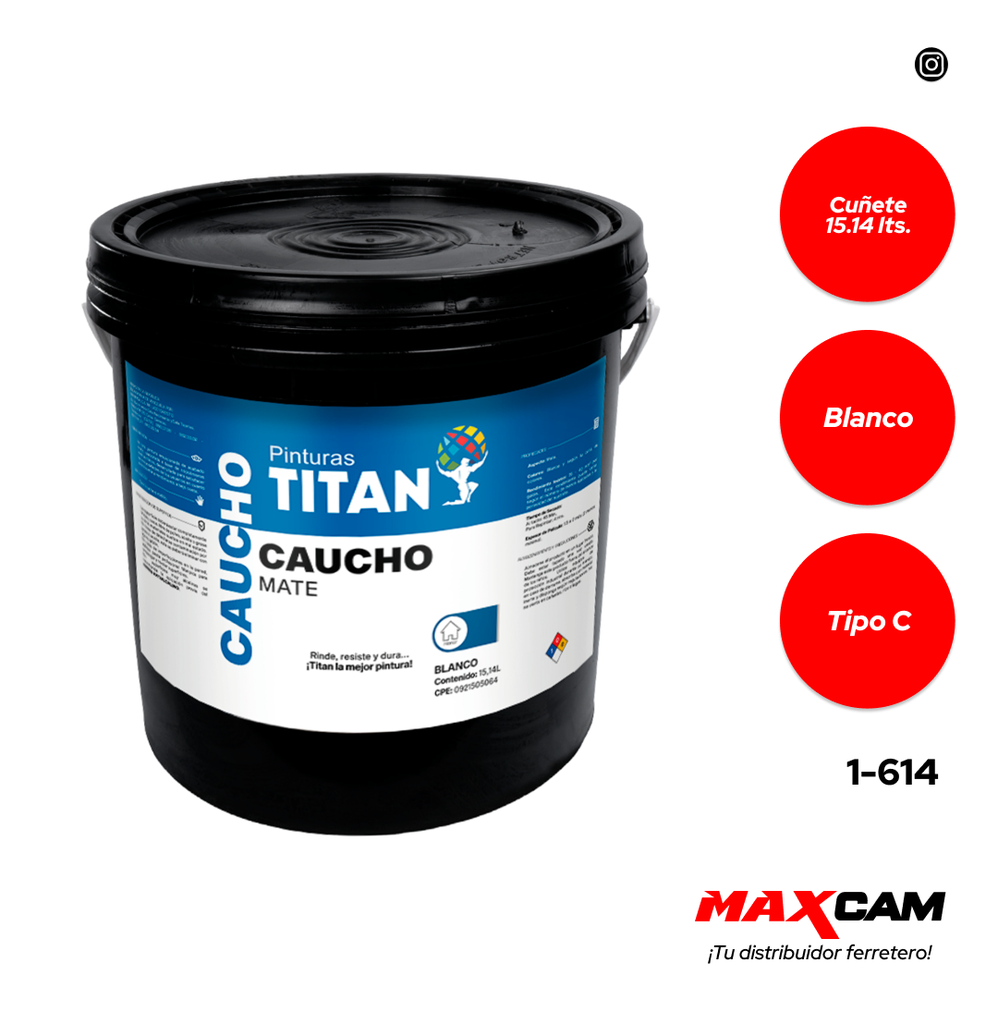 PINTURA CAUCHO BLANCA x CUÑETE (15.14LTS) TIPO C TITAN 1-614