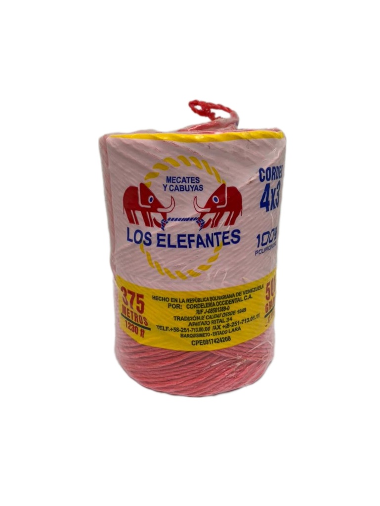 CORDEL 4X3 ROJO (PP 30 ELEFANTE) 1-753