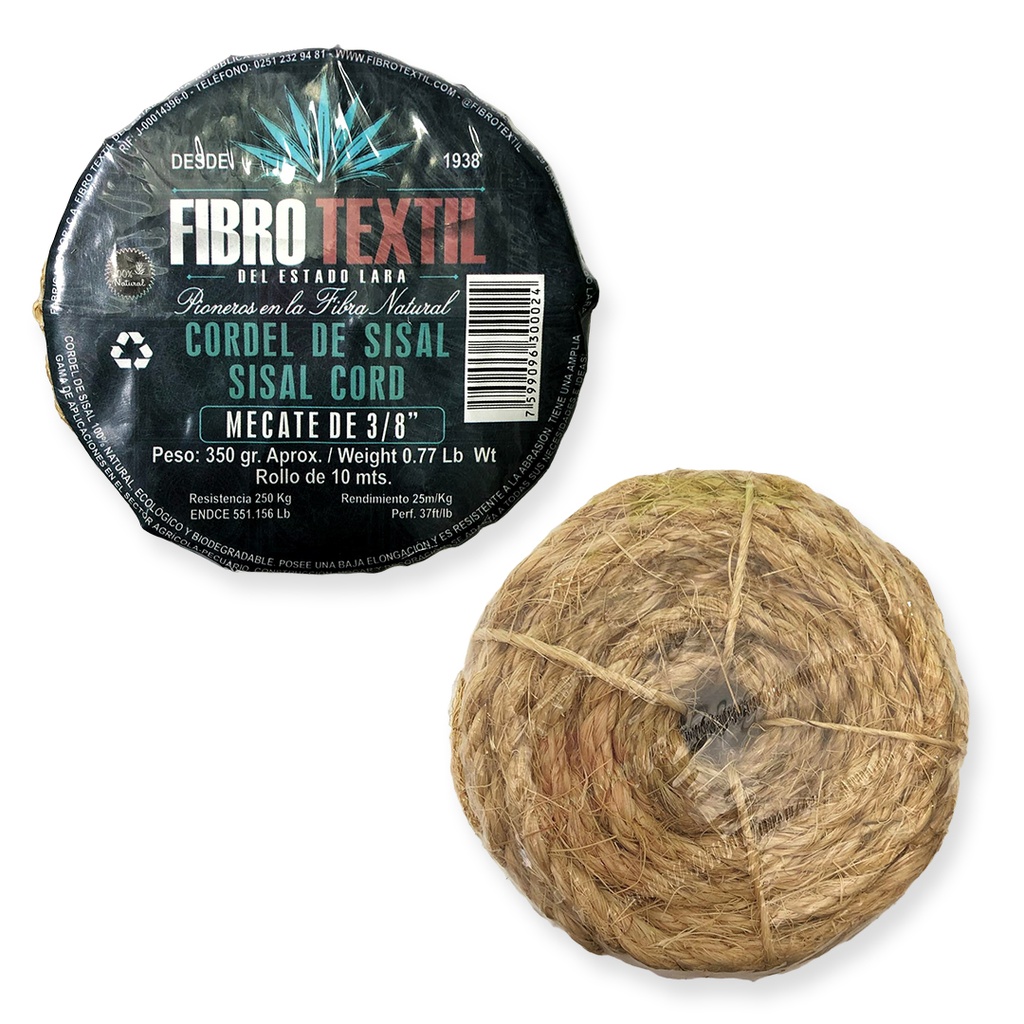 MECATE SISAL 3/8 x 350 GR FIBRO TEXTIL 1-761