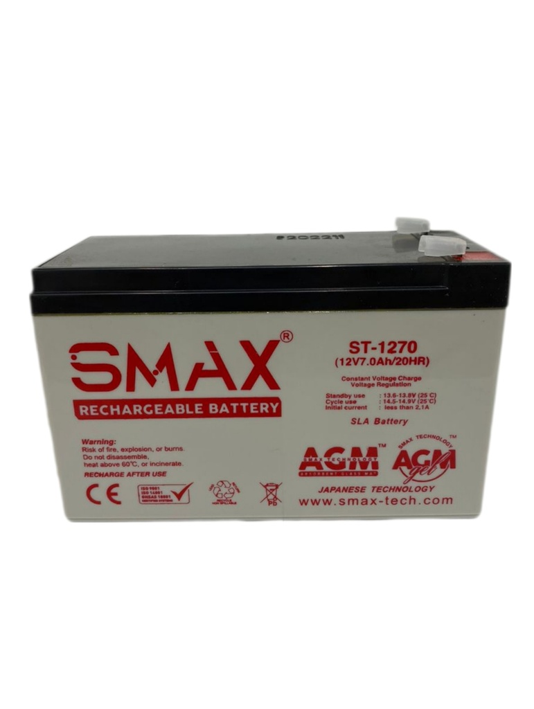 BATERIA AGM 12V 7.0AH 20HR SMAX 1-903