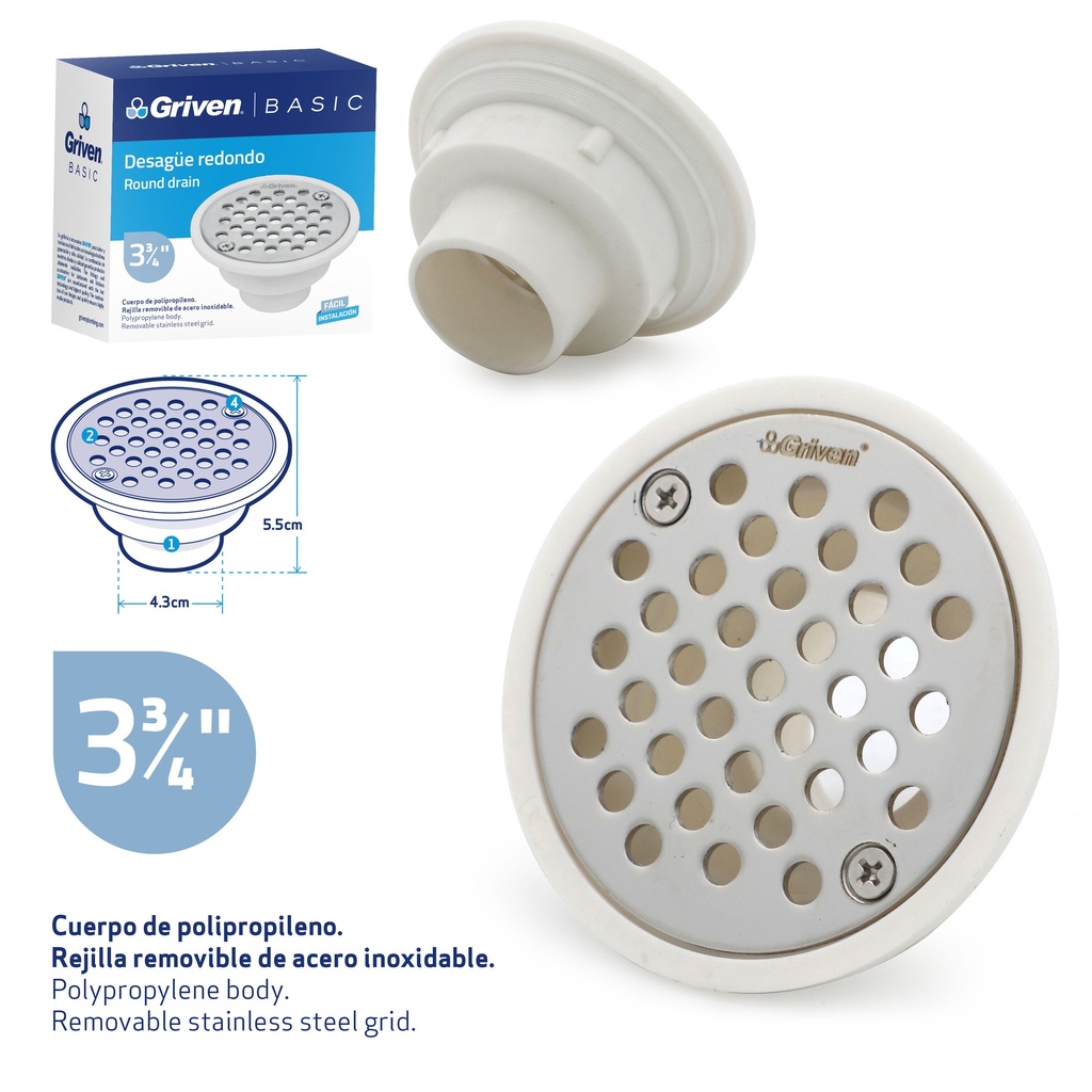 REJILLA RED PERFORADA PLASTICO GRIVEN BASIC 9-224