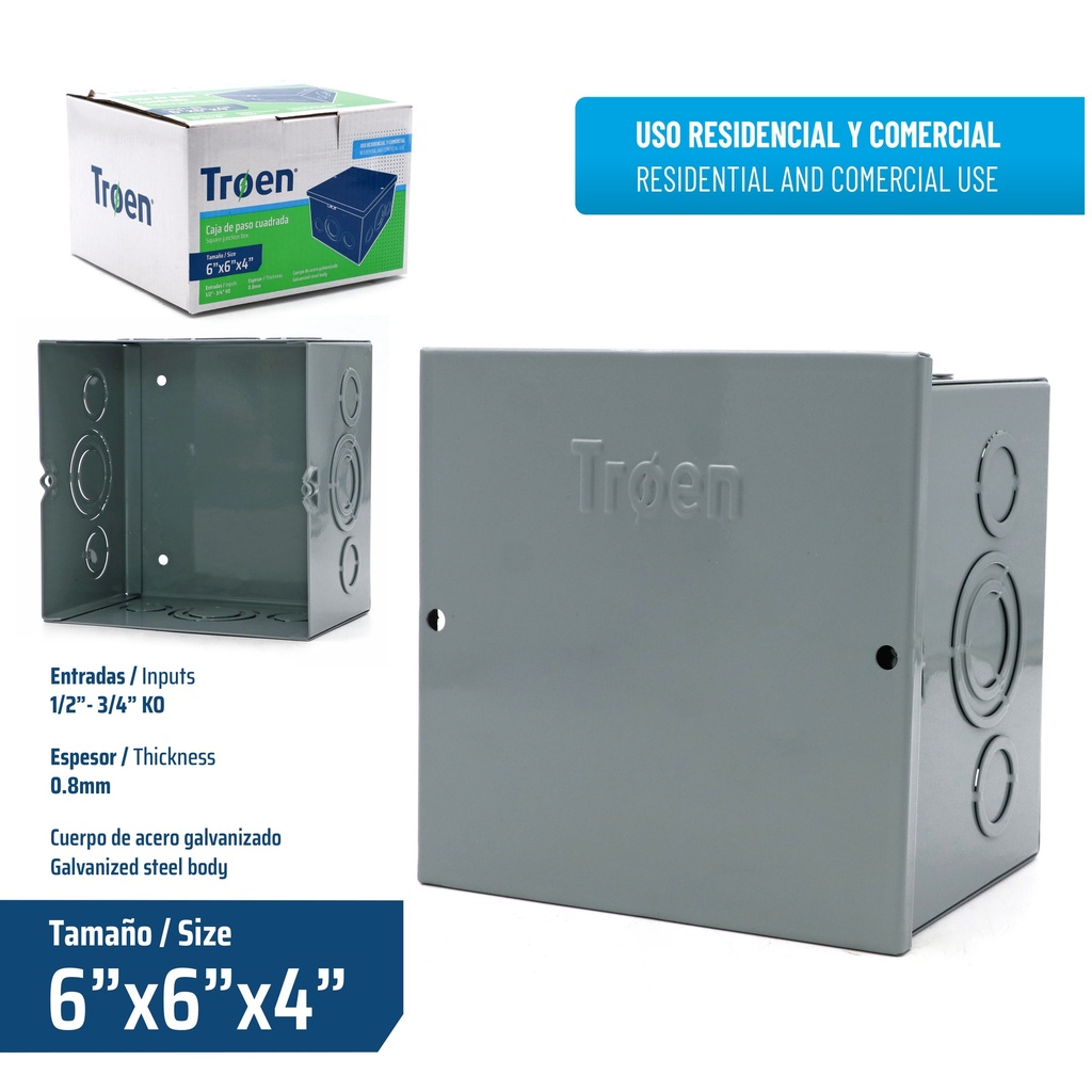 CAJA DE PASO 6X6X4" TROEN 9-244