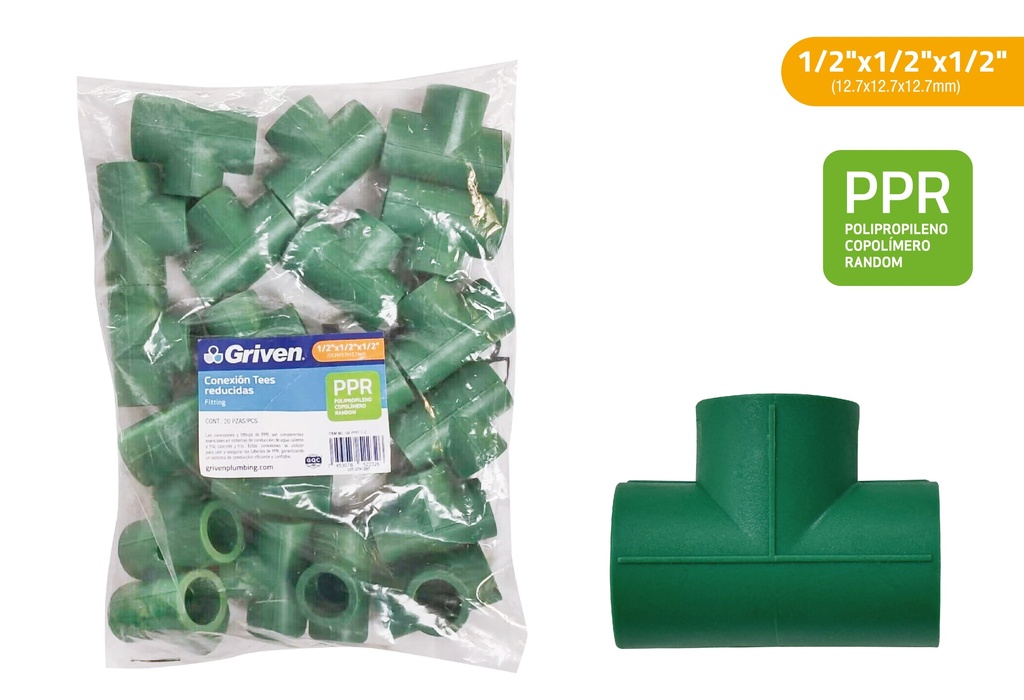 TEE PPR 12,7MM (1/2") GRIVEN 9-256