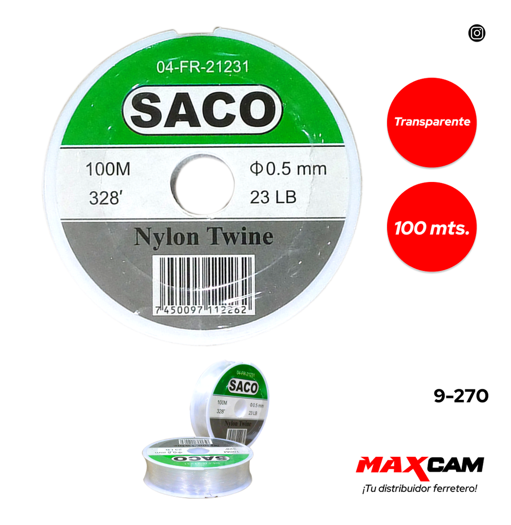 NYLON DE PESCAR 0.5MM/100M SACO 9-270
