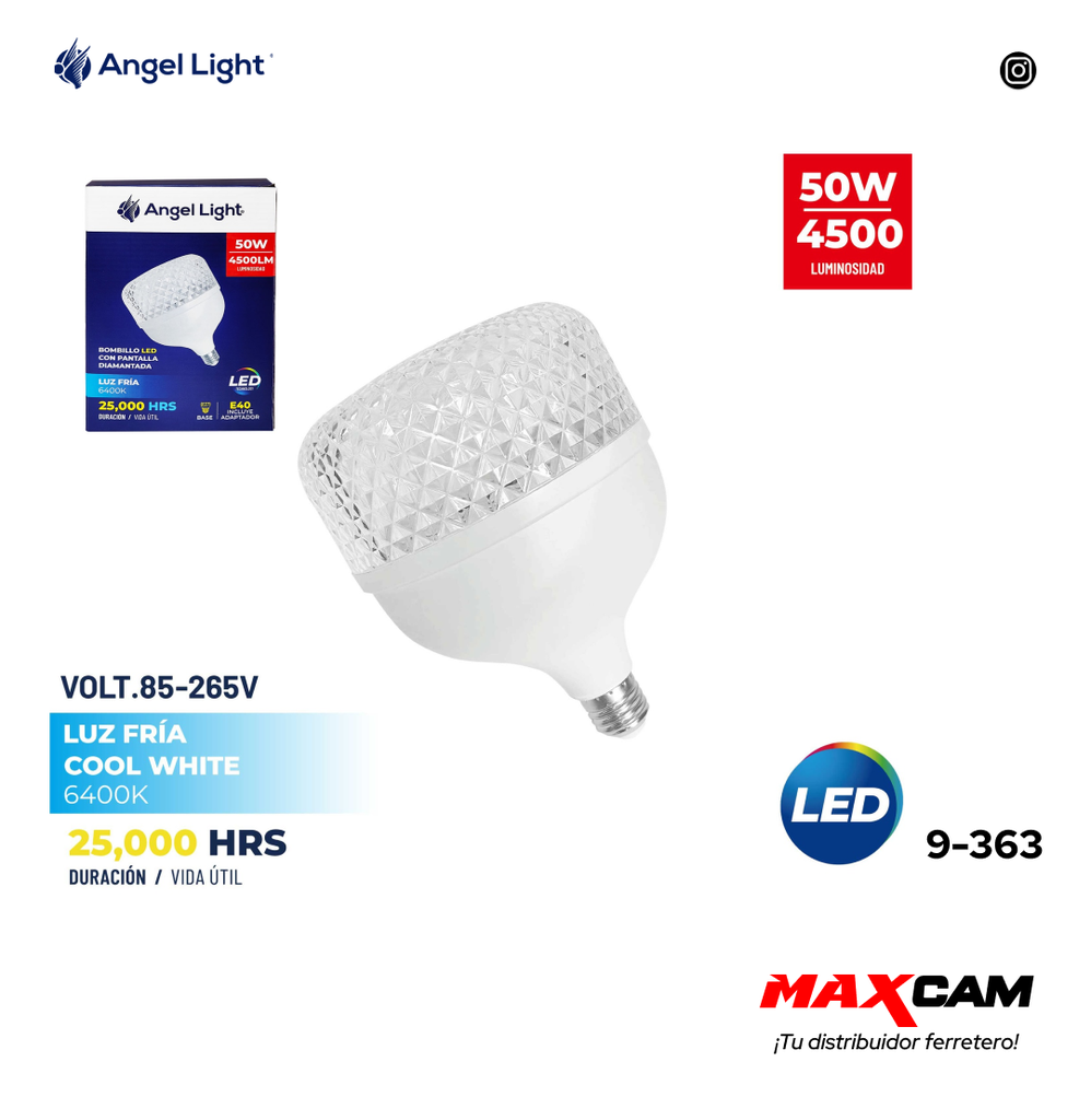 BOMBILLO LED 50W DIAMANTADO ANGEL L 9-363