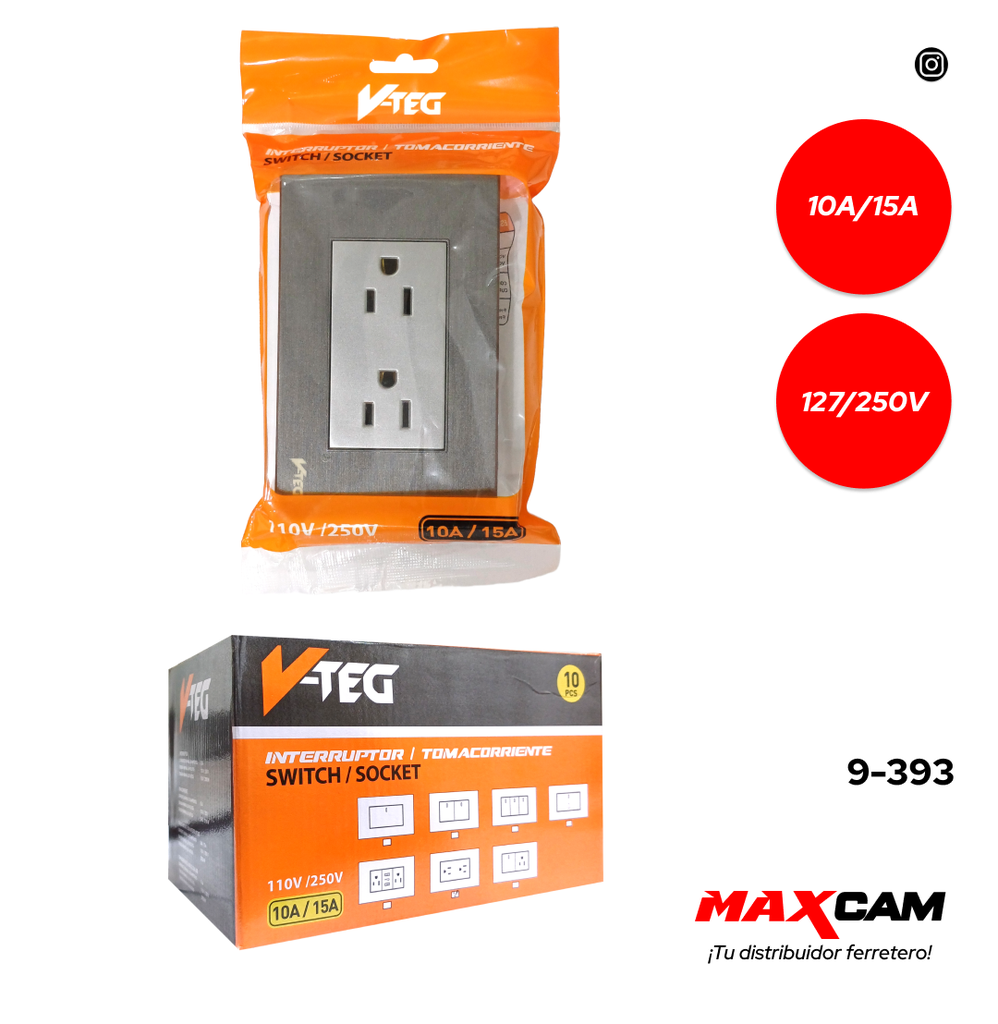 TOMA DOBLE C/TIERRA GRIS V-TEG 9-393