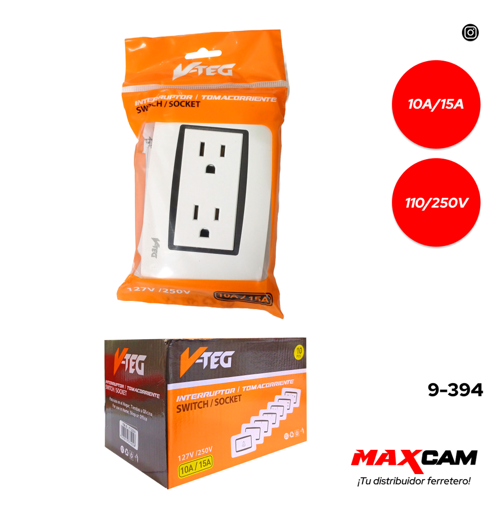 TOMA DOBLE C/TIERRA BLANCO V-TEG 9-394