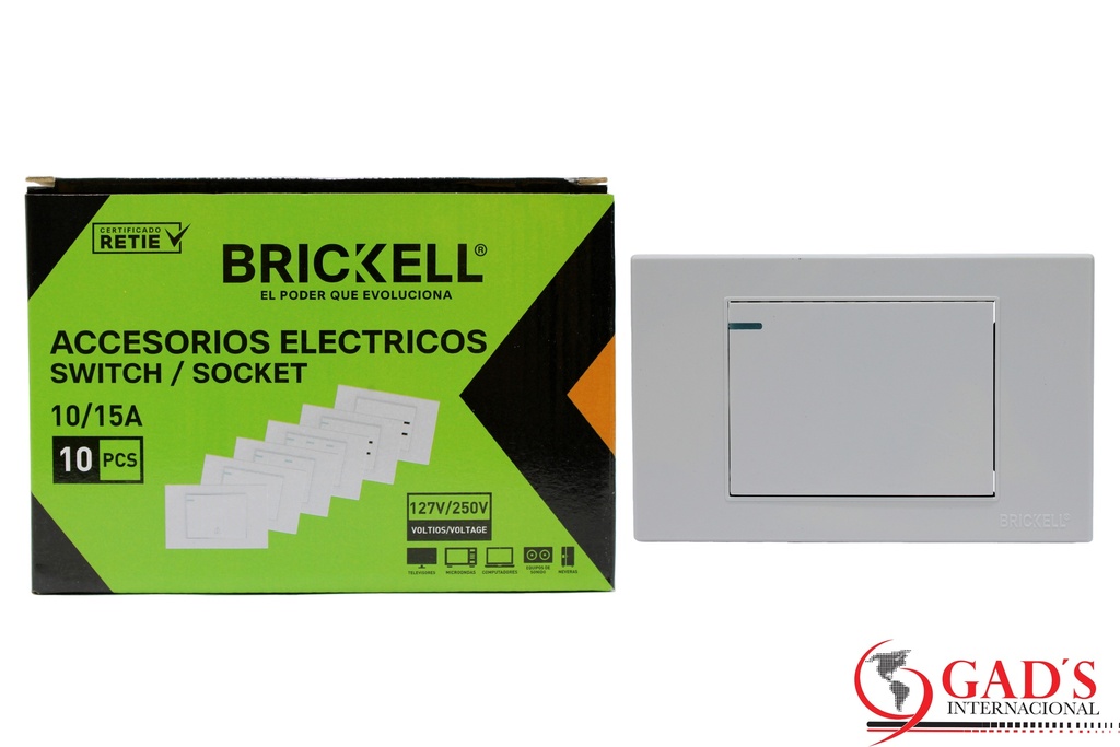 INTERRUPTOR SENCILLO BLANCO BRICKELL 9-435