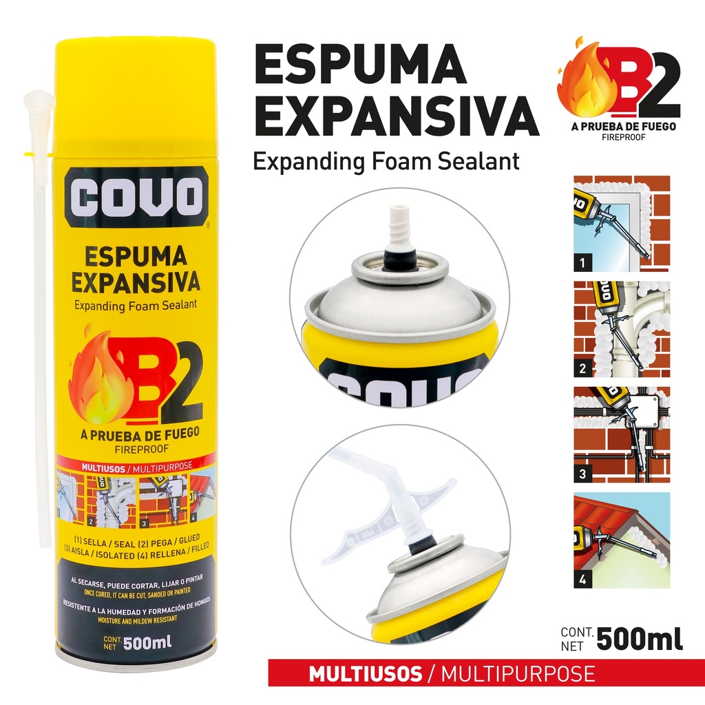 ESPUMA EXPANSIVA A PRUEBA DE FUEGO x 500ML COVO 9-468