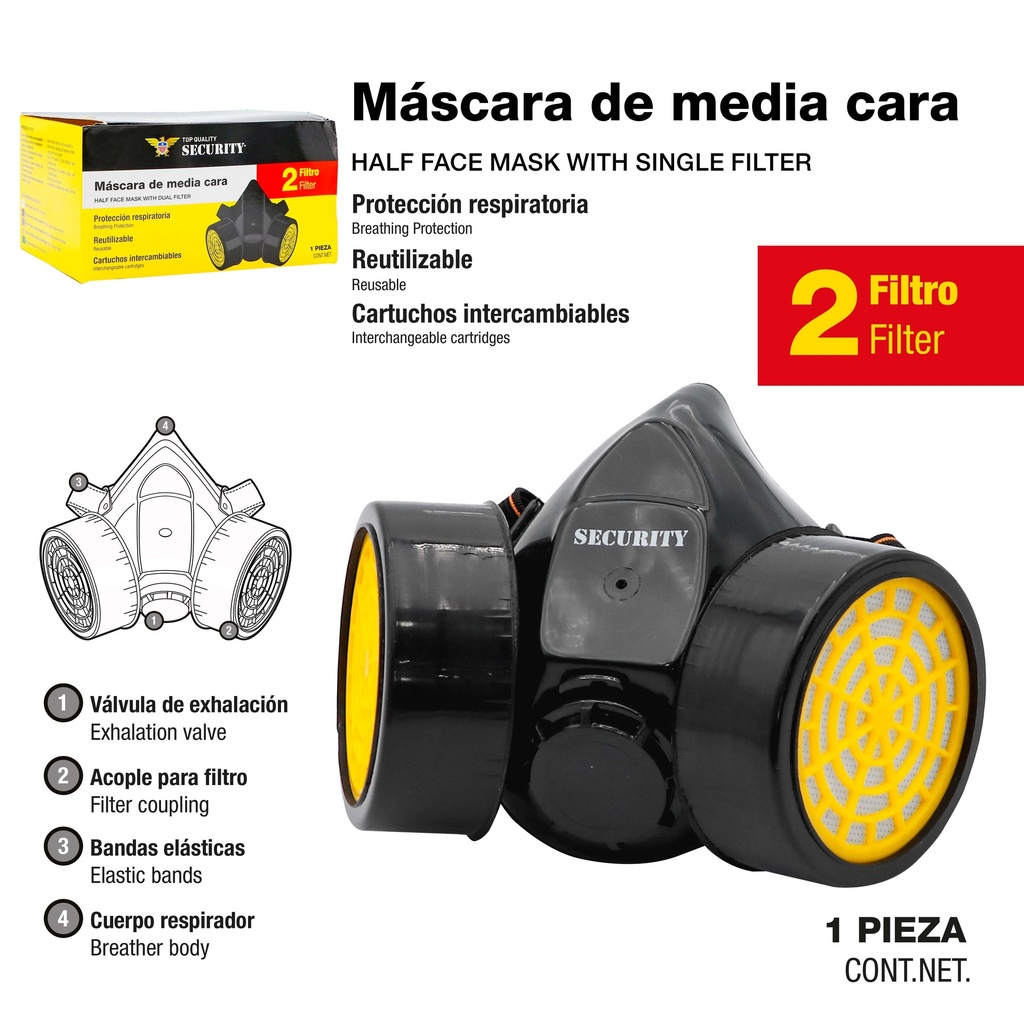 MASCARILLA DOBLE C/FILTRO SECURITY 9-493