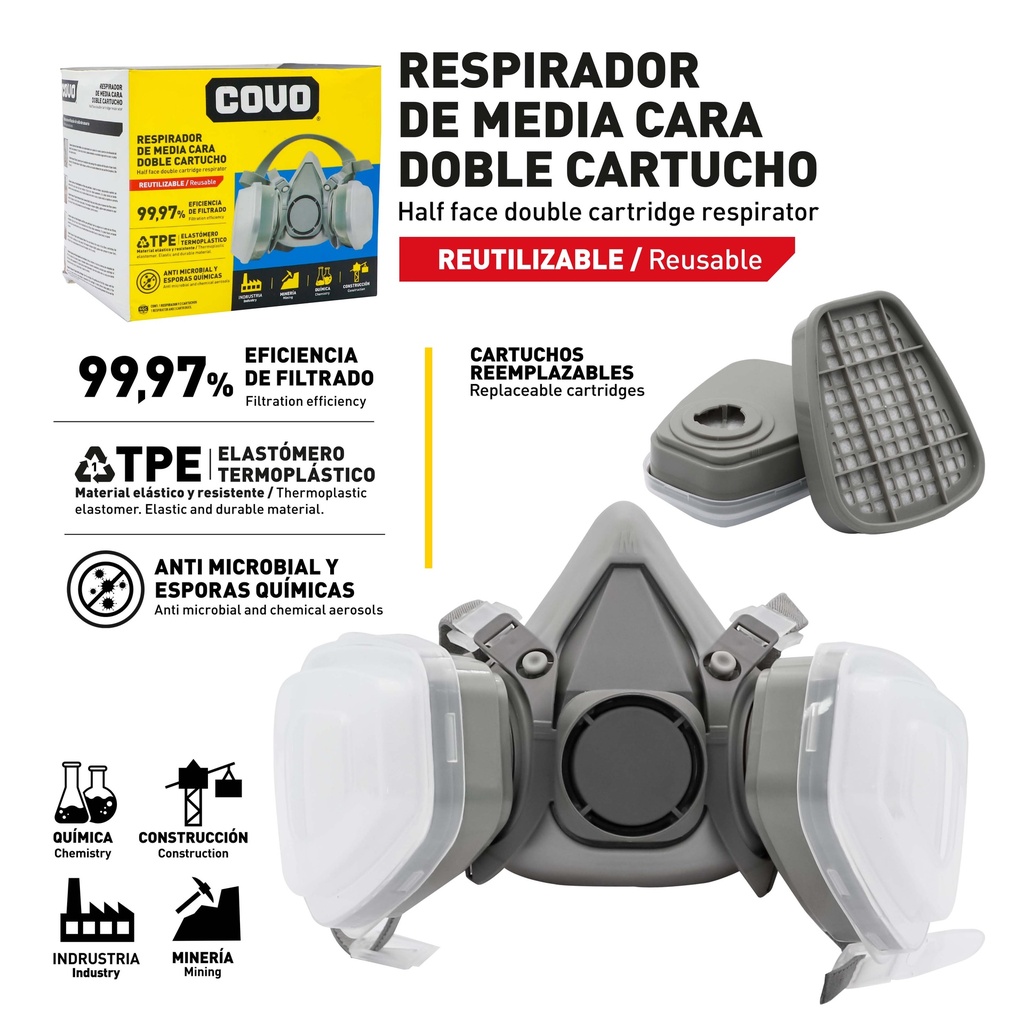 MASCARILLA DOBLE C/FILTRO COVO 9-496