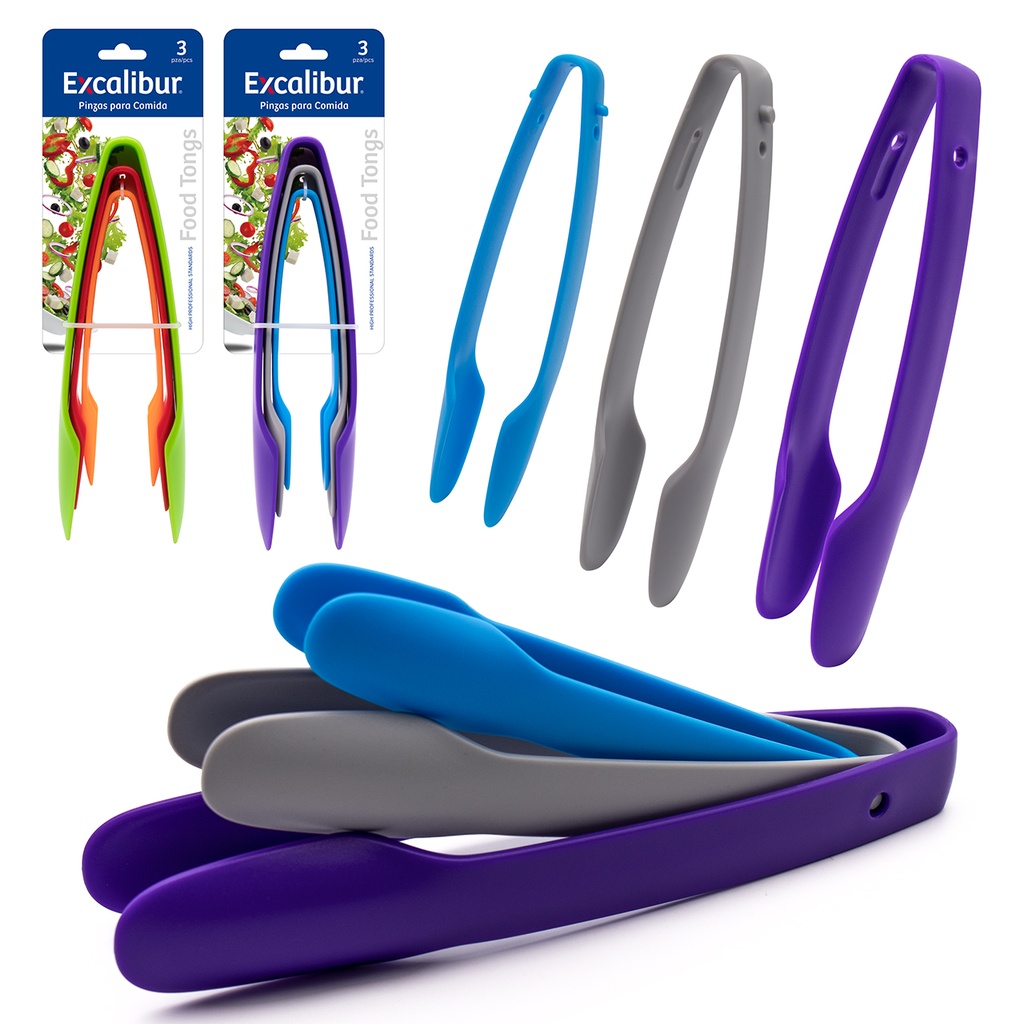 PINZAS PLAST P/COMIDA x 3 EXCALIBUR 9-542
