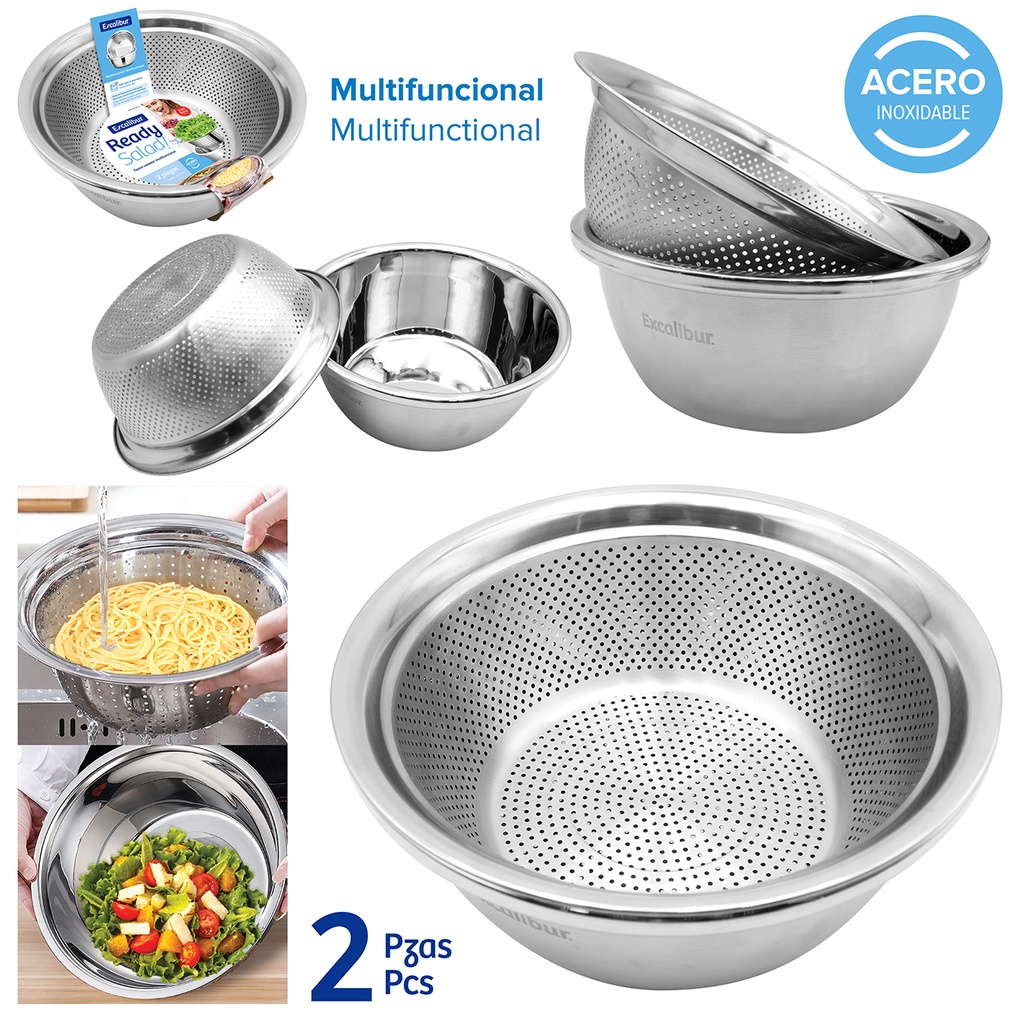 TAZON + COLADOR ACERO INOX EXCALIBUR 9-549