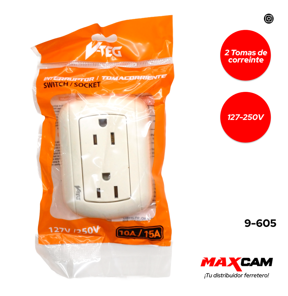 TOMA DOBLE C/TIERRA SUPERFICIAL V-TEG 9-605