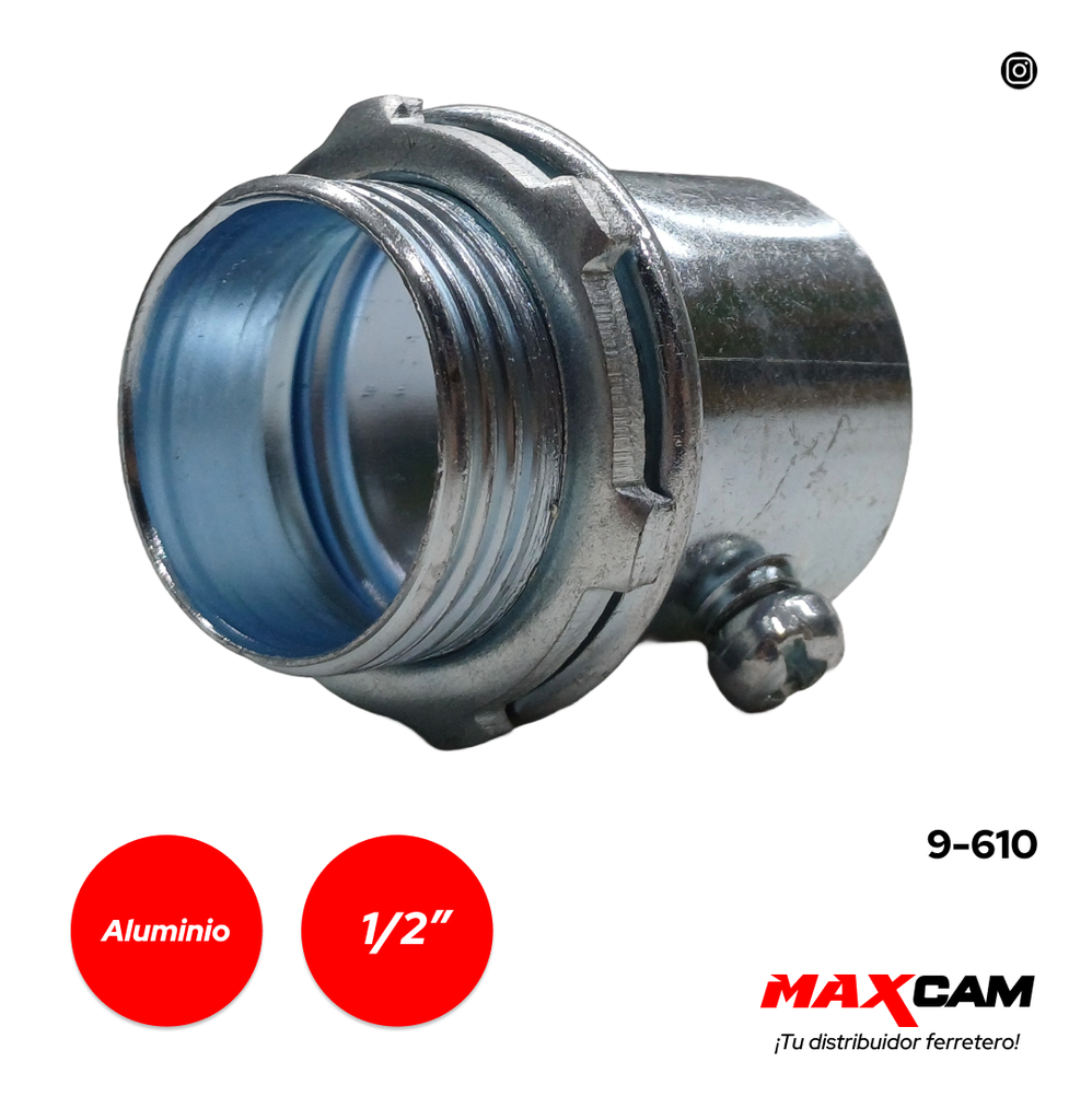 CONECTOR EMT C/ROSCA x 1/2" x UNID V-TEG 9-610