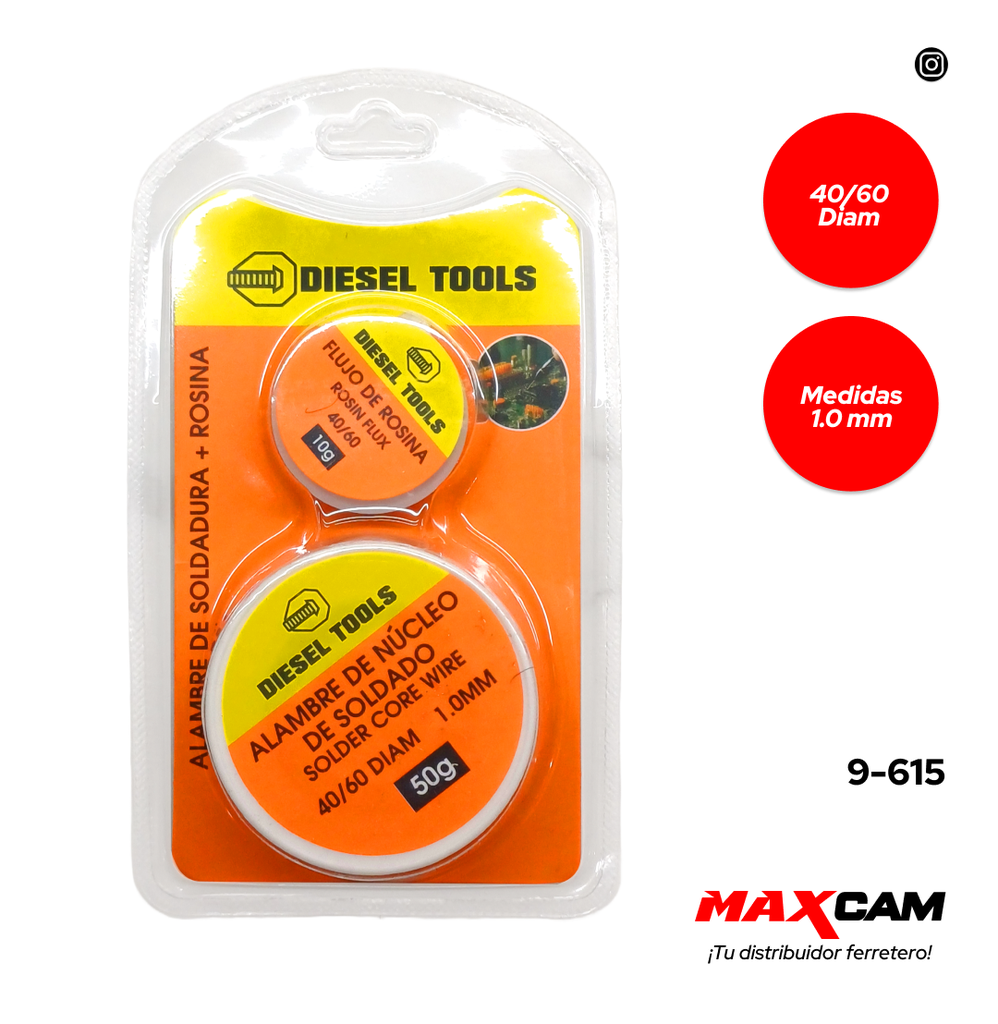ESTAÑO P/SOLDAR 40/60 50G + PASTA DIESEL TOOL 9-615