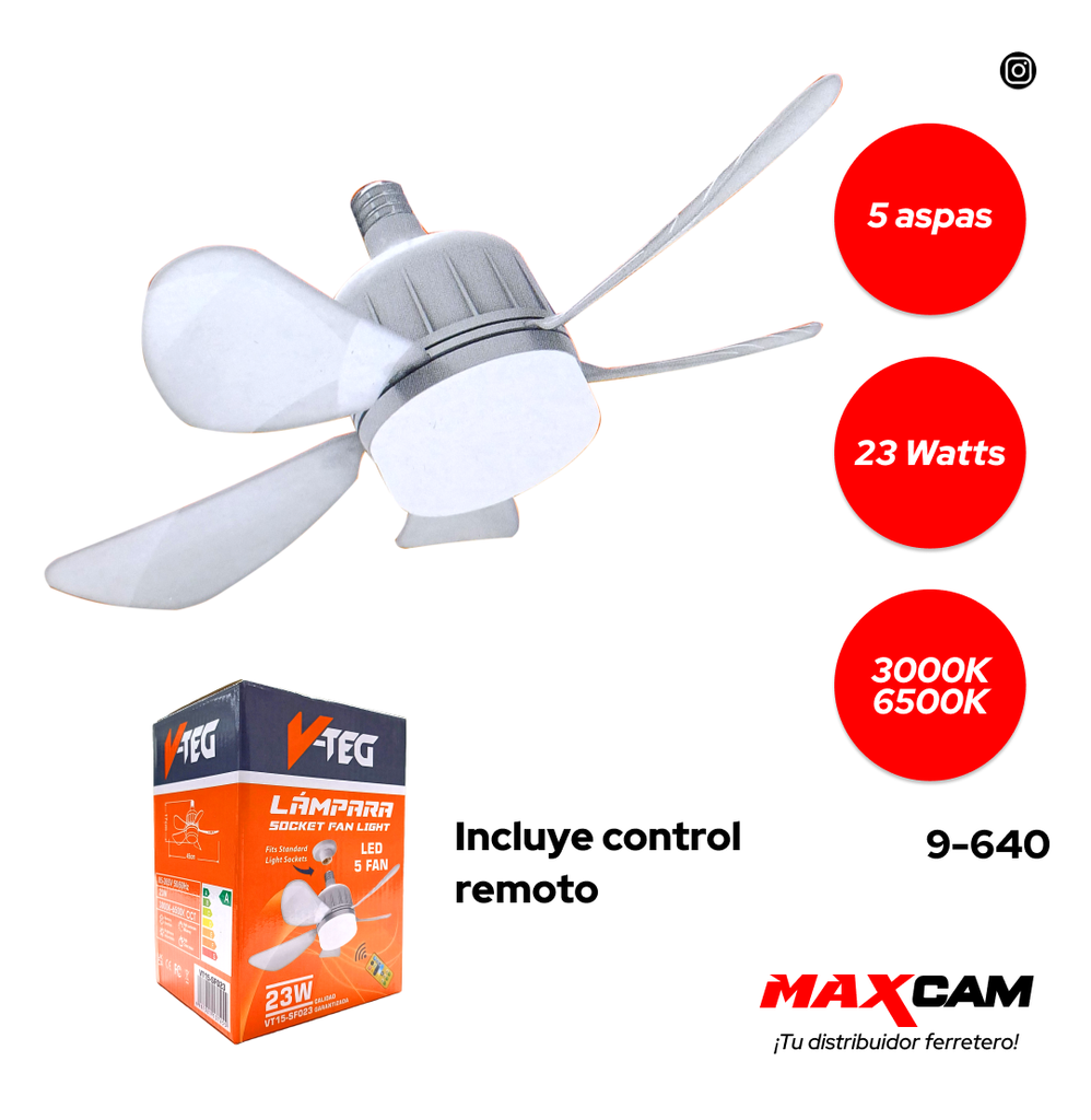BOMBILLO VENTILADOR LED 23W VTEG 9-640