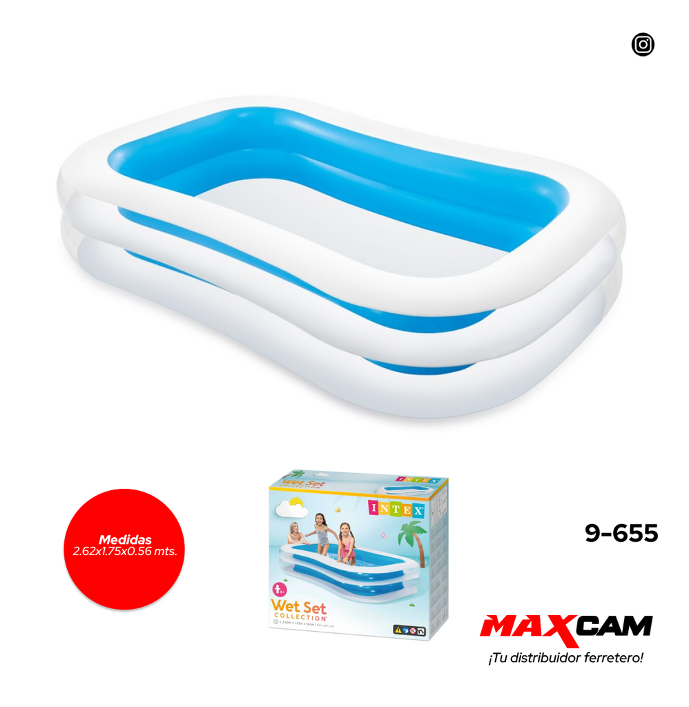 PISCINA RECTANGULAR 2.62x1.75x0.56 MTS INTEX 9-655