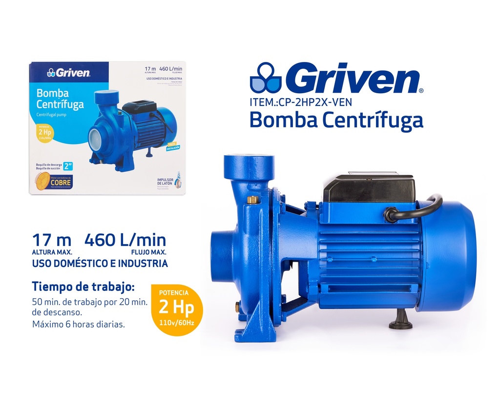 BOMBA CENTRIFUGA 2HP GRIVEN 9-681