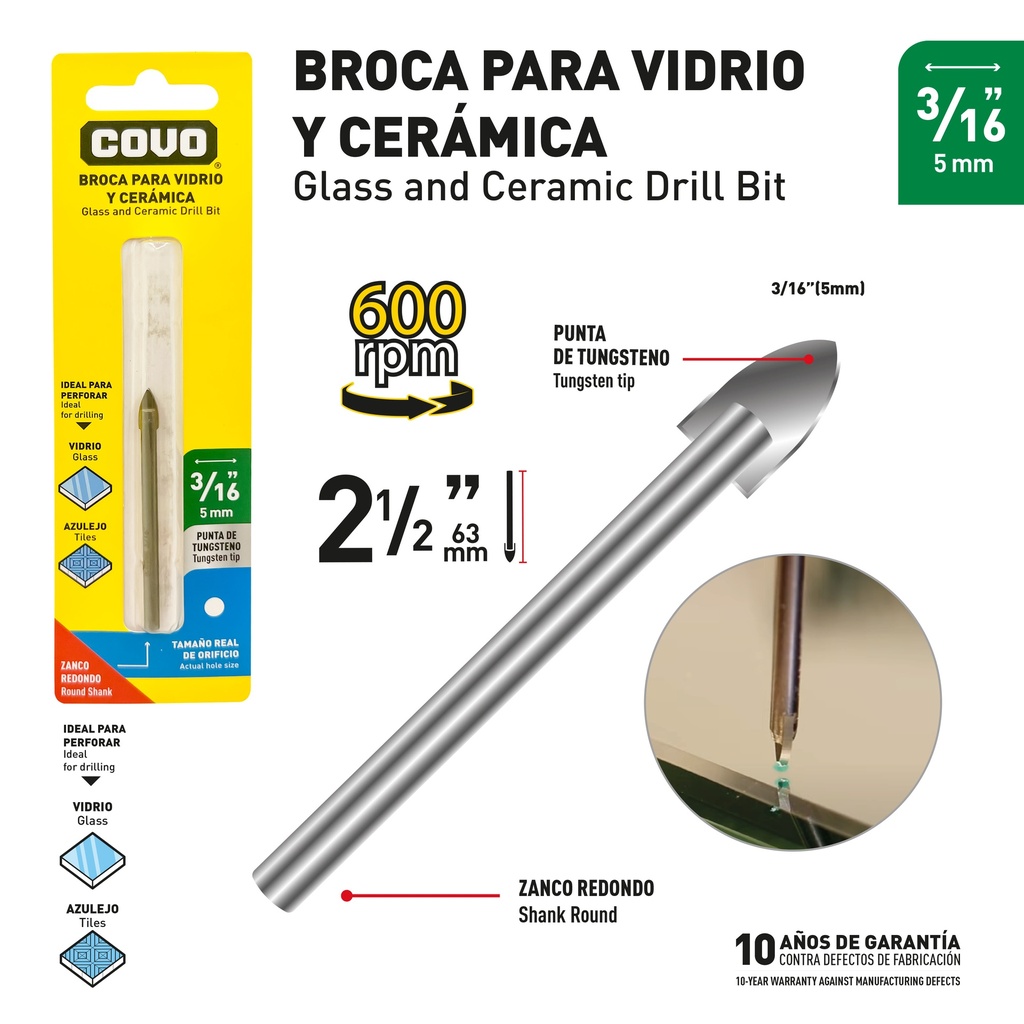 BROCA PARA VIDRIO CERAMICA COVO 9-693