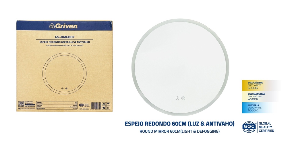 ESPEJO CUADRADO 60CM GRIVEN 9-699