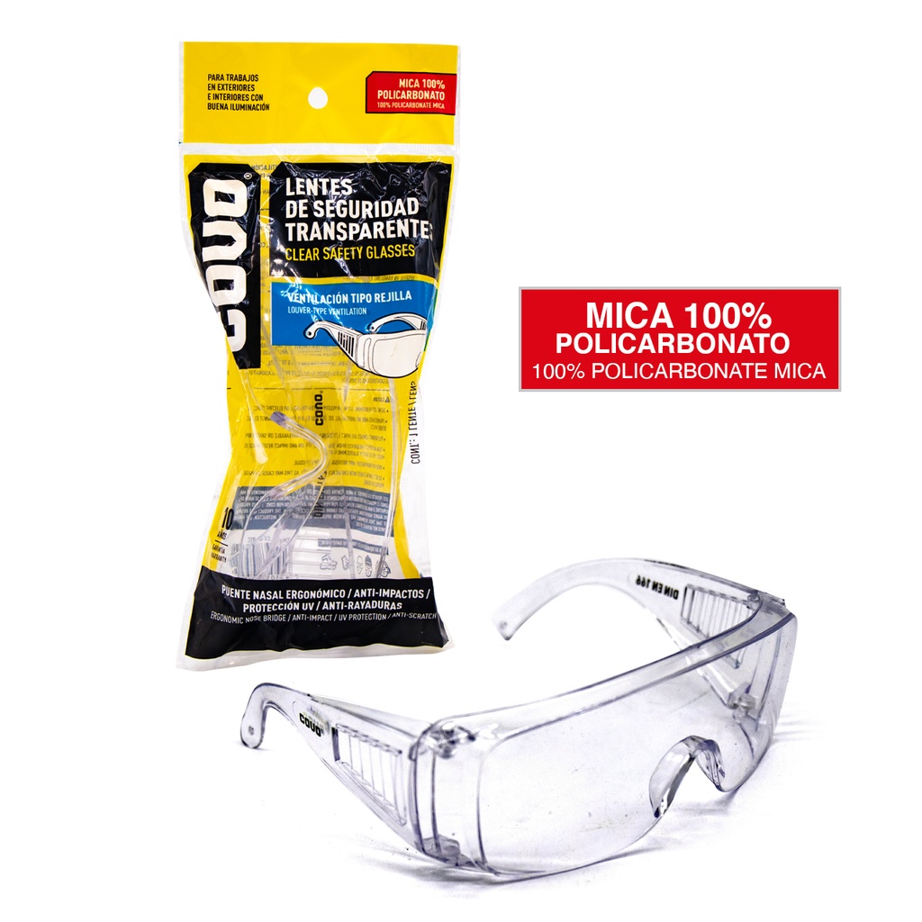 LENTES DE SEGURIDAD TRANSPARENTE COVO 4-817