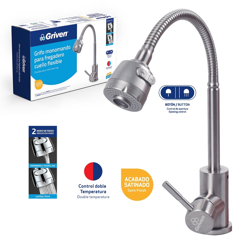LLAVE FREGADERO MONOMANDO FLEXIBLE GRIVEN 4-900