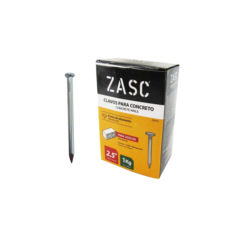 CLAVOS CONCRETO 2 1/2¨ 1KG ZASC (175UNI APR) 4-934