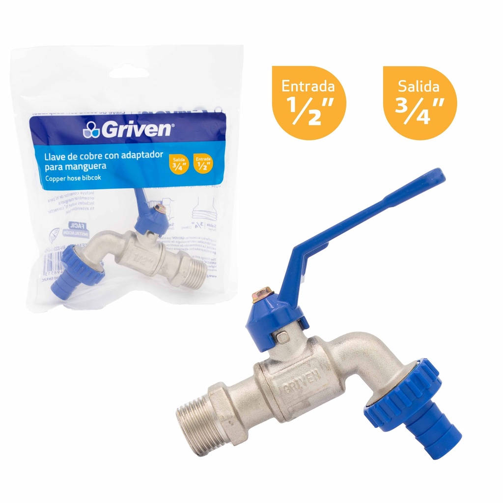 LLAVE MANGUERA PASO RAPIDO CROMADA GRIVEN 4-997