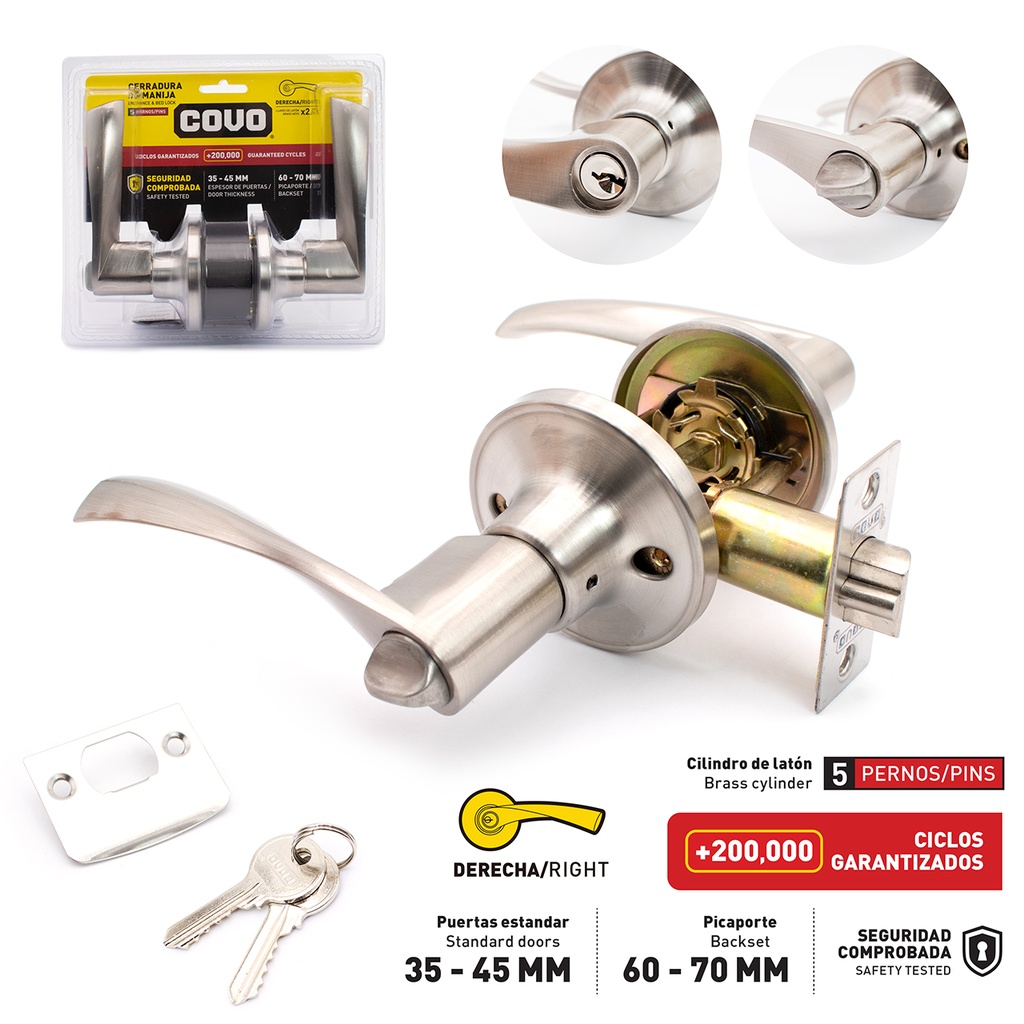 CERRADURA CON MANILLA CURVA DERECHA COVO 5-055