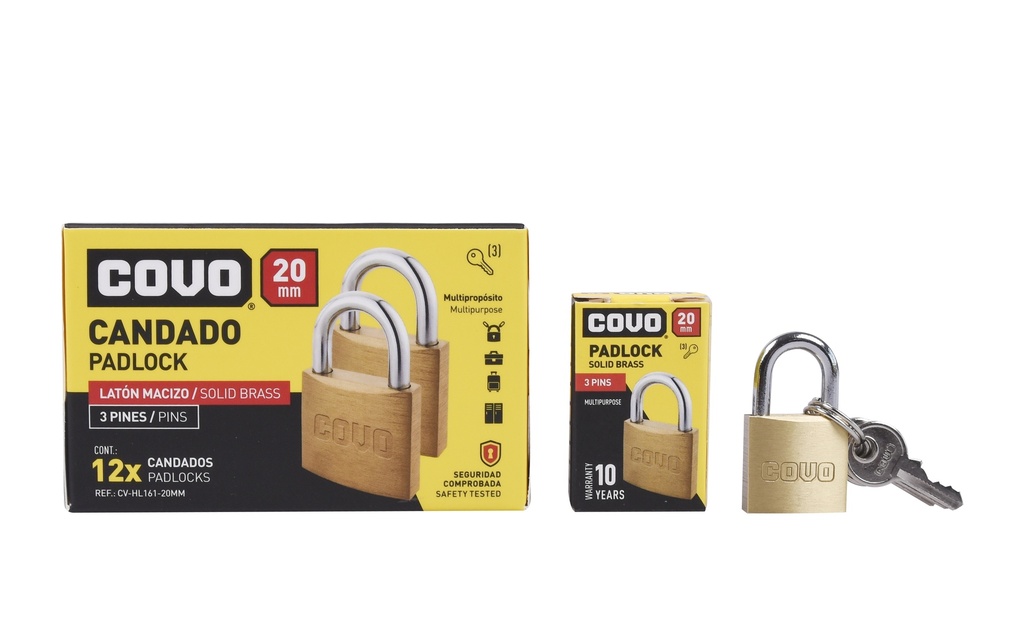 CANDADO LATON ARCO 20MM COVO 5-114