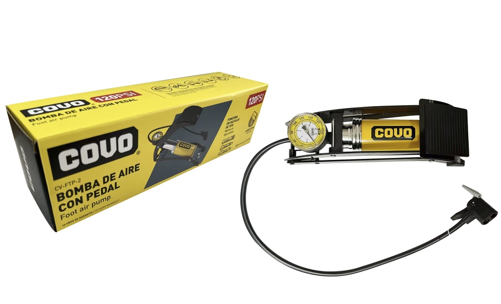 BOMBA DE AIRE DE PIE C/MANOMETRO 120 PSI COVO 8-227