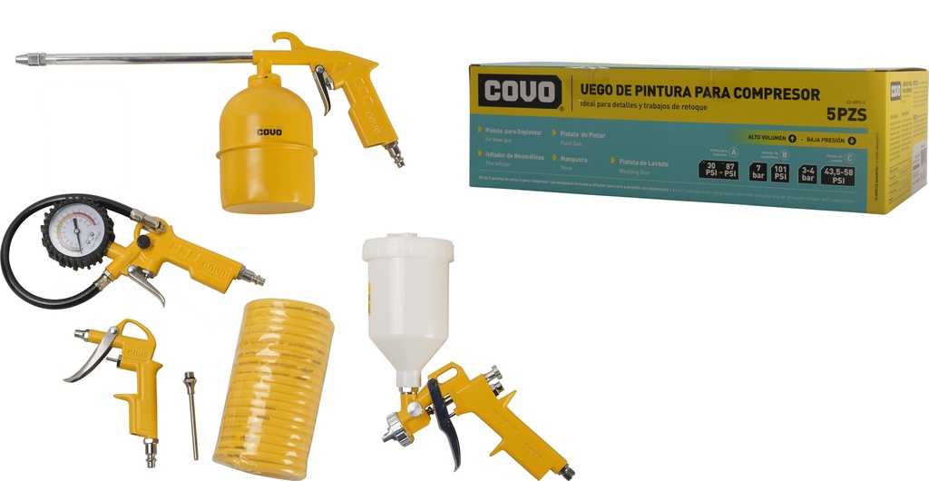 KIT DE PISTOLA P/PINTAR 5PCS COVO 8-292