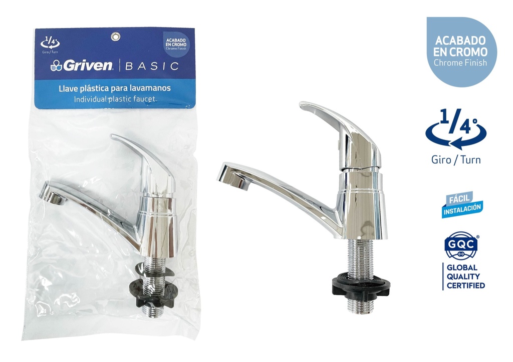 LLAVE LAVAMANO IND PLAST/CROM GRIVEN BASIC 8-368