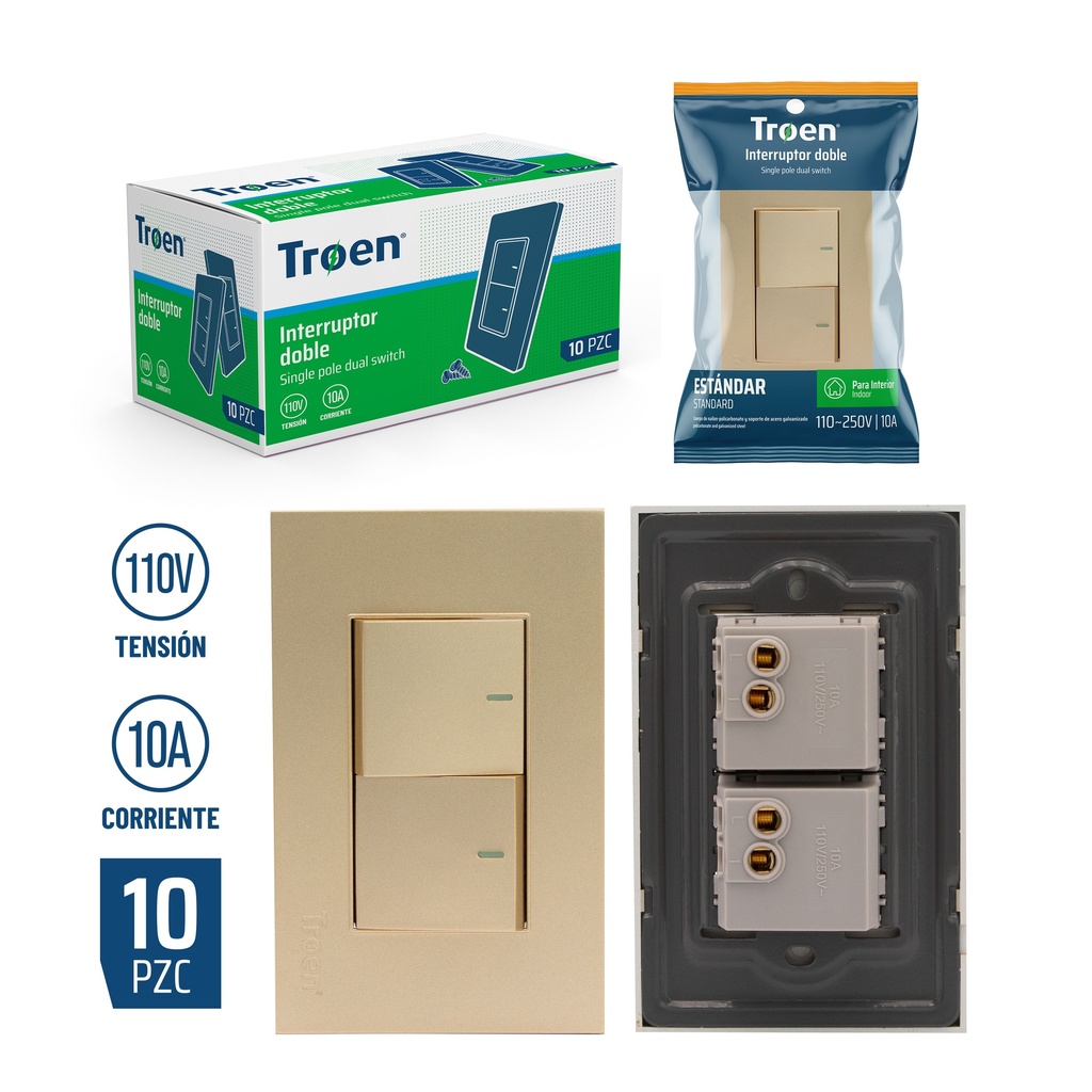 INTERRUPTOR DOBLE GOLD TROEN 8-383