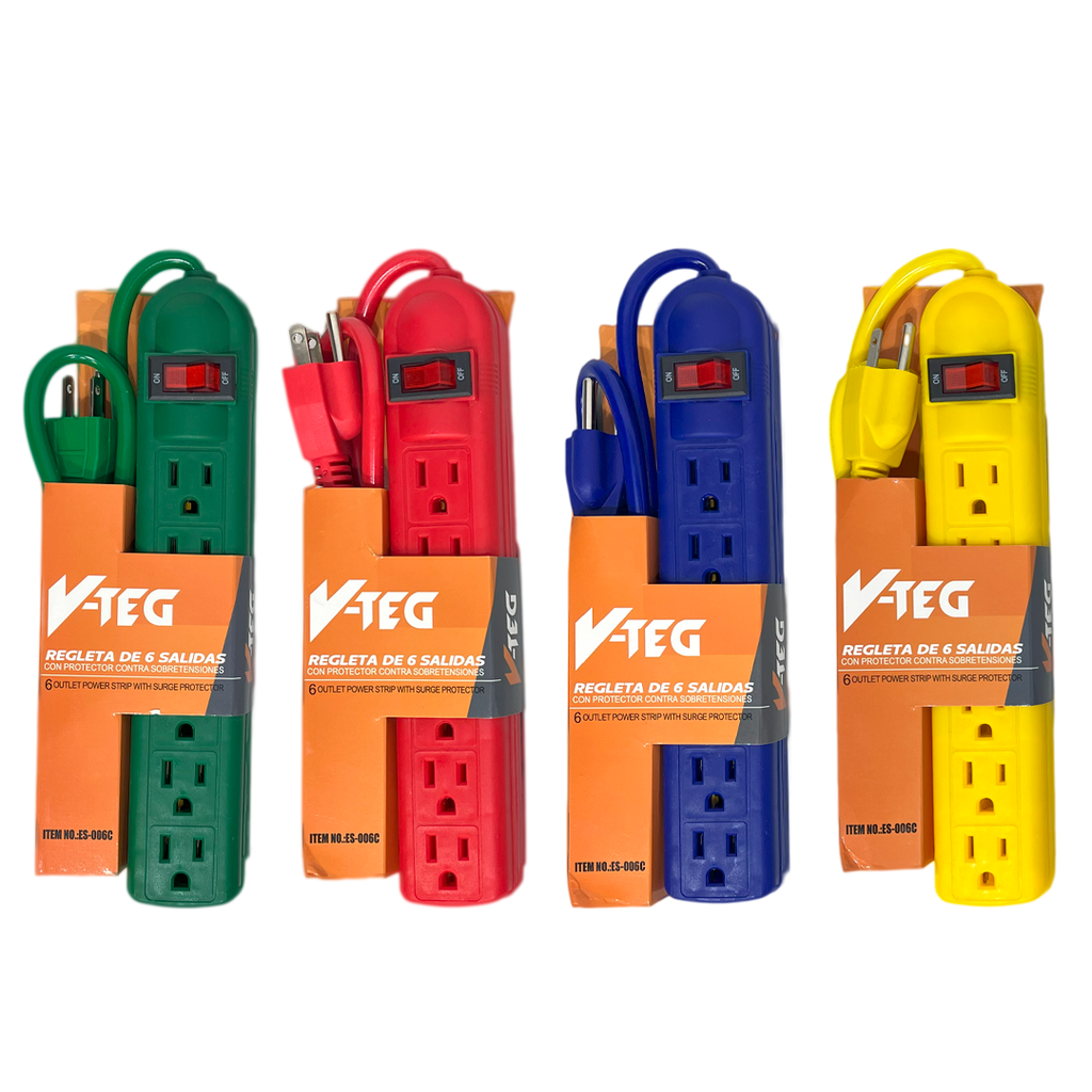 REGLETA 6 TOMAS MULTICOLOR VTEG 8-470