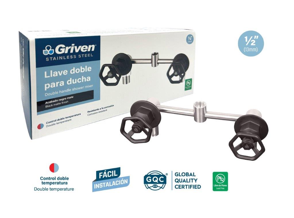 LLAVE P/DUCHA DOBLE ACERO INOX GRIVEN 8-488