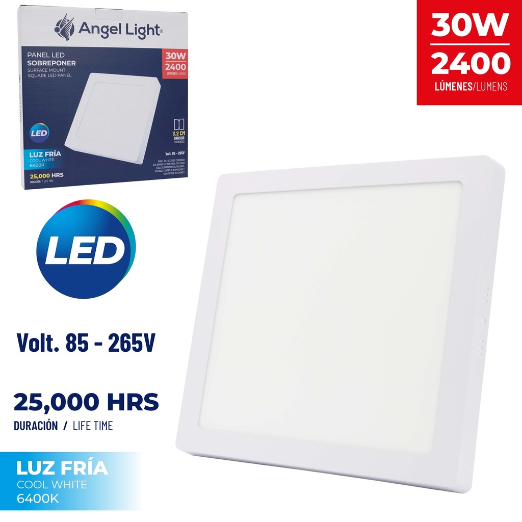 PANEL LED SUPER CUAD LUZ FRIA 30W ANGEL L 8-664