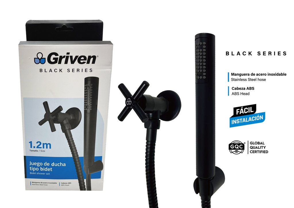 DUCHA TELEFONO 1.2M GRIVEN BLACK 8-753