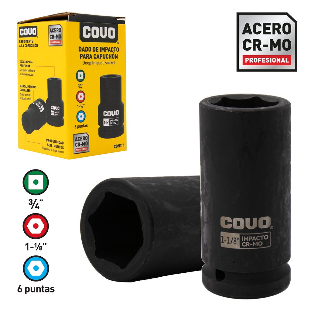 DADOS DE IMPACTO 34MM x 1 1/8" COVO 8-791