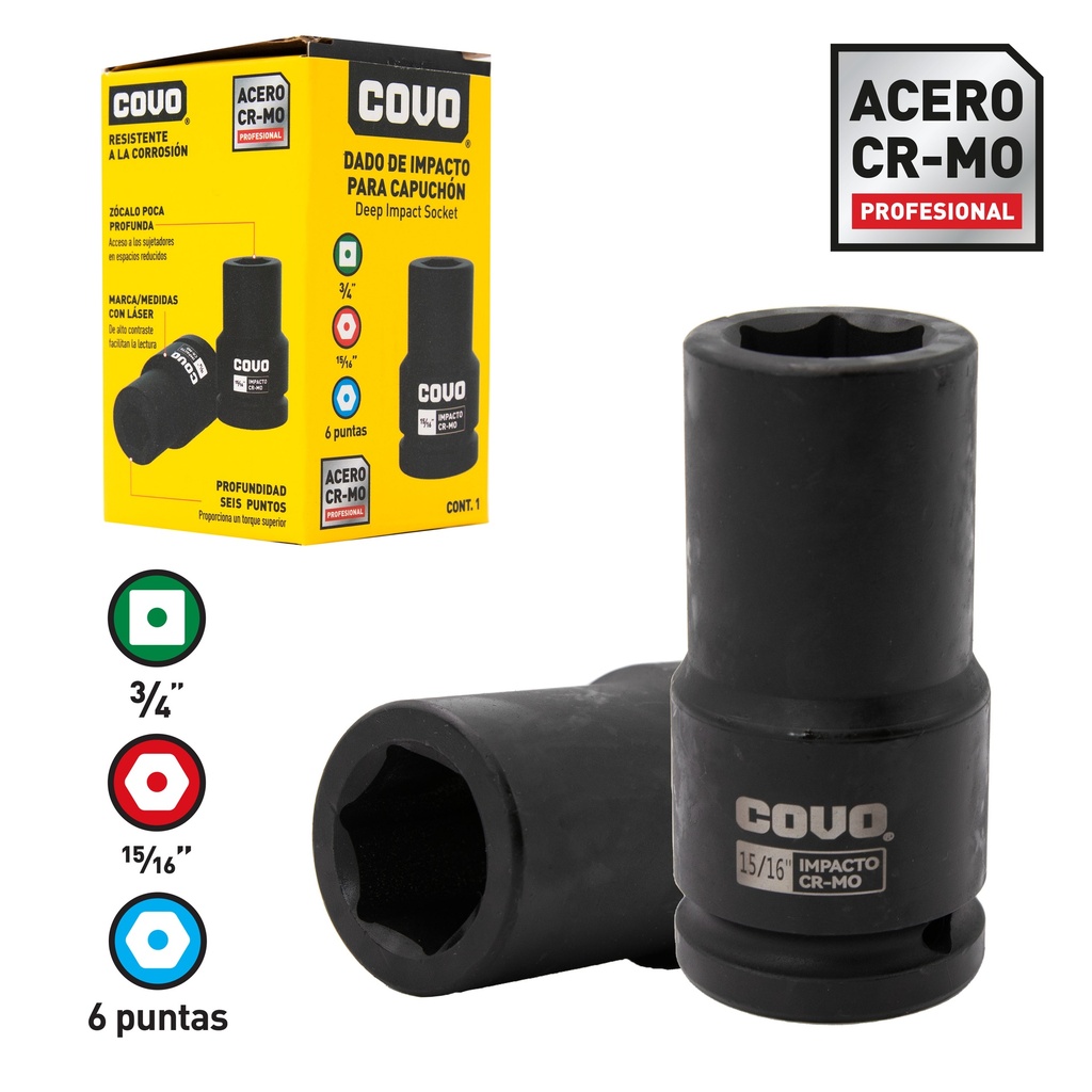 DADOS DE IMPACTO 34MM x 15/16" COVO 8-792